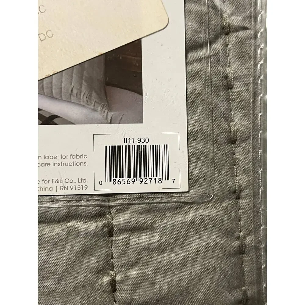 INK+IVY Camila Cotton Quilted Euro Pillow Sham in GREY ~ NEW